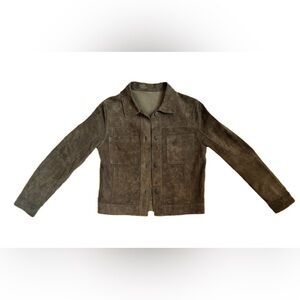 Suede Trucker Jacket | Olive | US 2-4